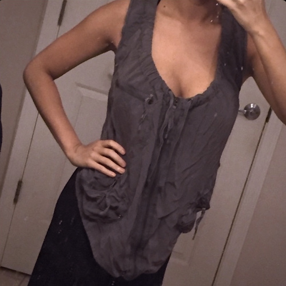 H&M Cargo Military Gray Zip Tank Vest Small
